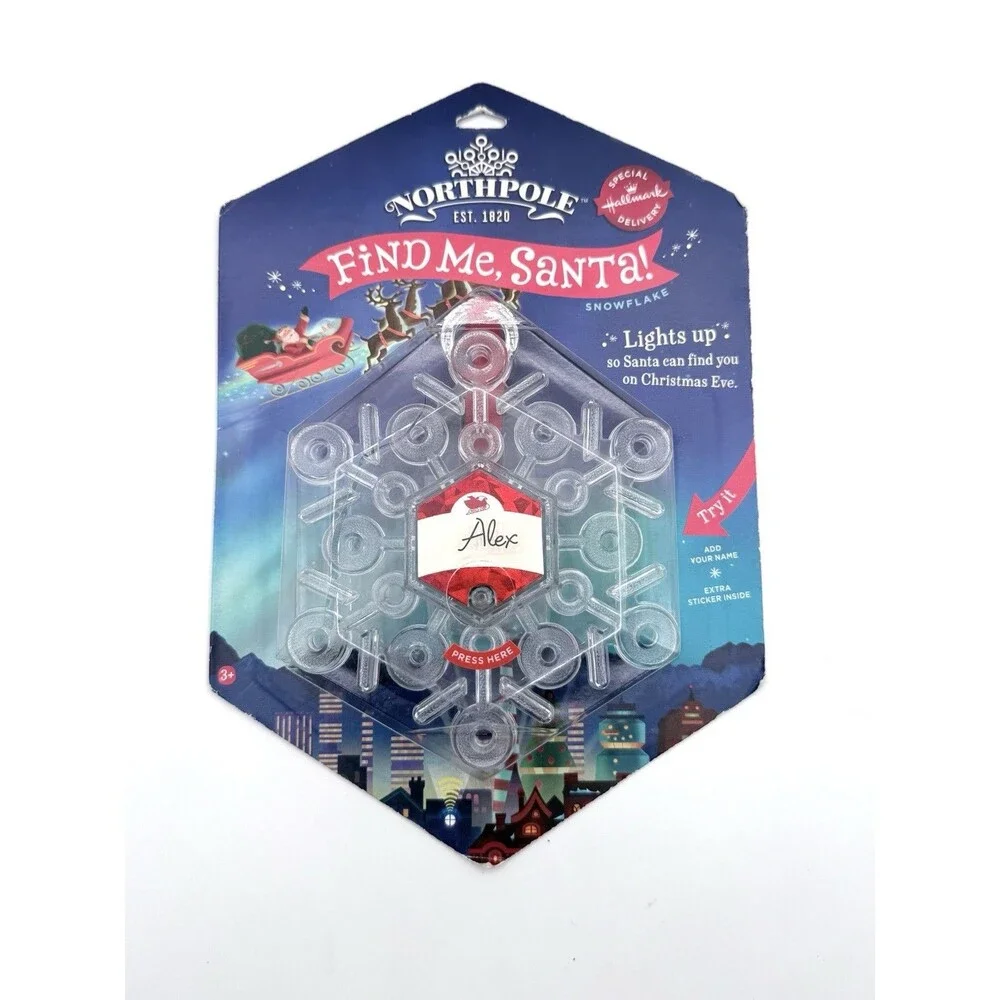 Hallmark Northpole Find Me Santa‎ Light up Snowflake NEW